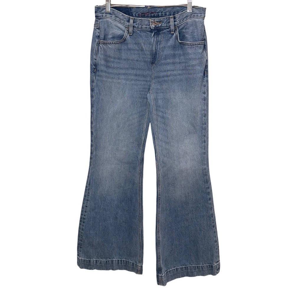 Re/Done Low Rise Bell Bottom Flare Jeans Lake Blue Size 10/30 - Picture 2 of 10
